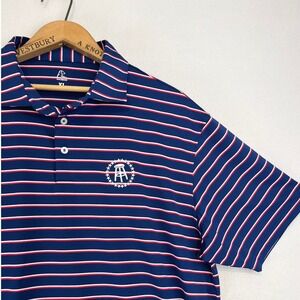 Rhoback Barstool Sports Mens XL Performance Polo Shirt Blue Red Striped